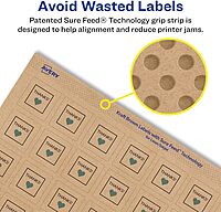 Avery Kraft Brown Square Labels, Sure Feed Technology, 1" x 1"
