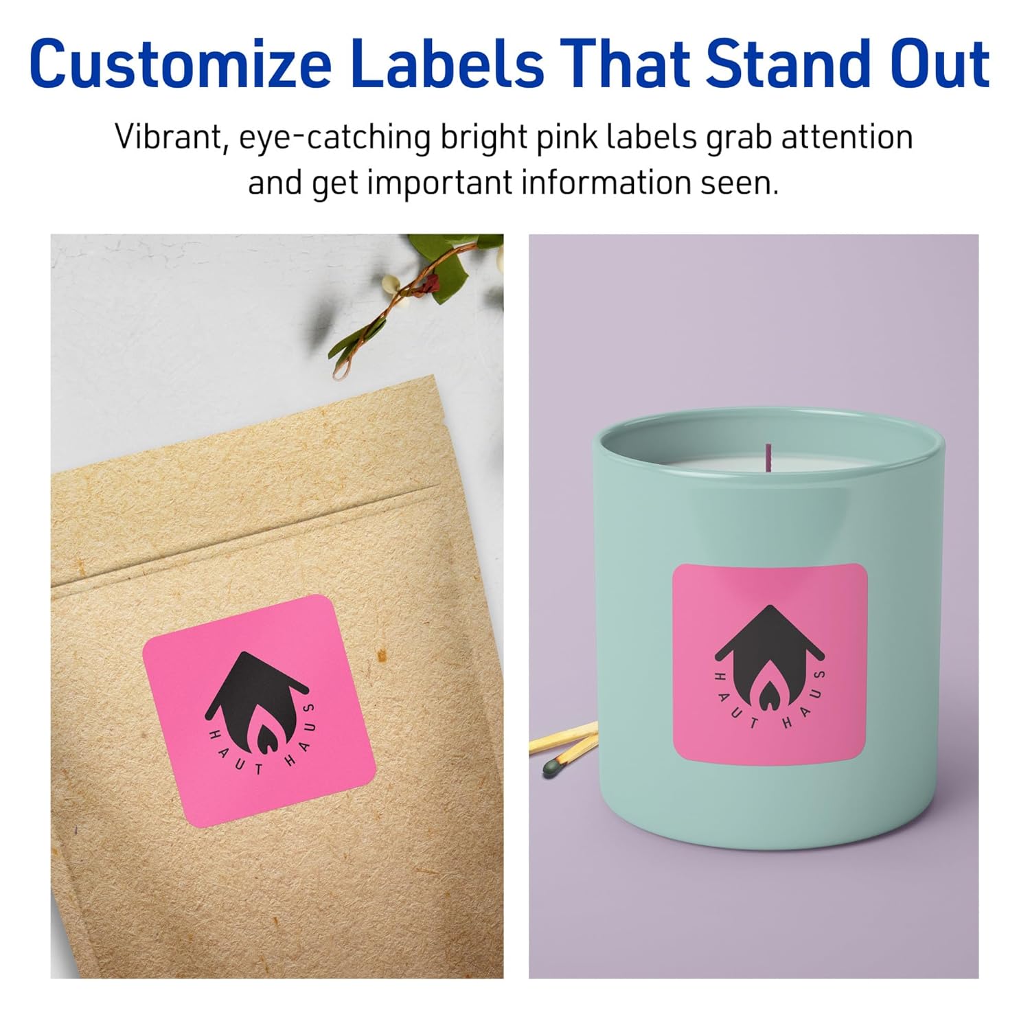 AVERY Printable Square Labels, Sure Feed Technology, Print-to-The-Edge, Laser/Inkjet Printable