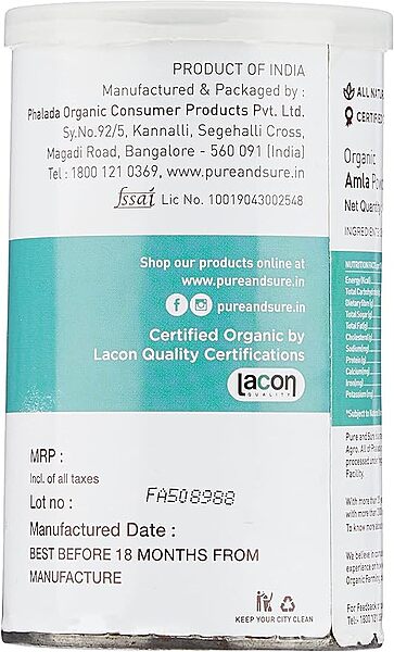 PURE&SURE - ORGANIC AMLA POWDER 100GM