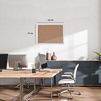 U BRANDS Cork Bulletin Board, Silver Aluminum Frame