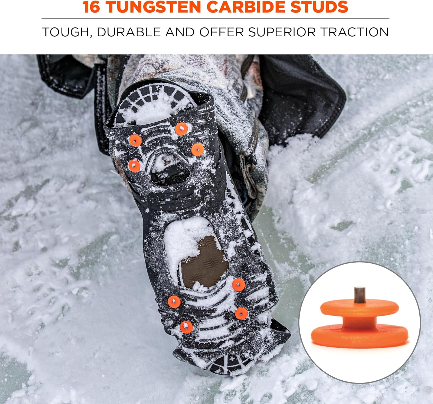 Ergodyne TREX 6300TC Slip-On Ice Traction Cleats with 8 Tungsten Carbide Studs