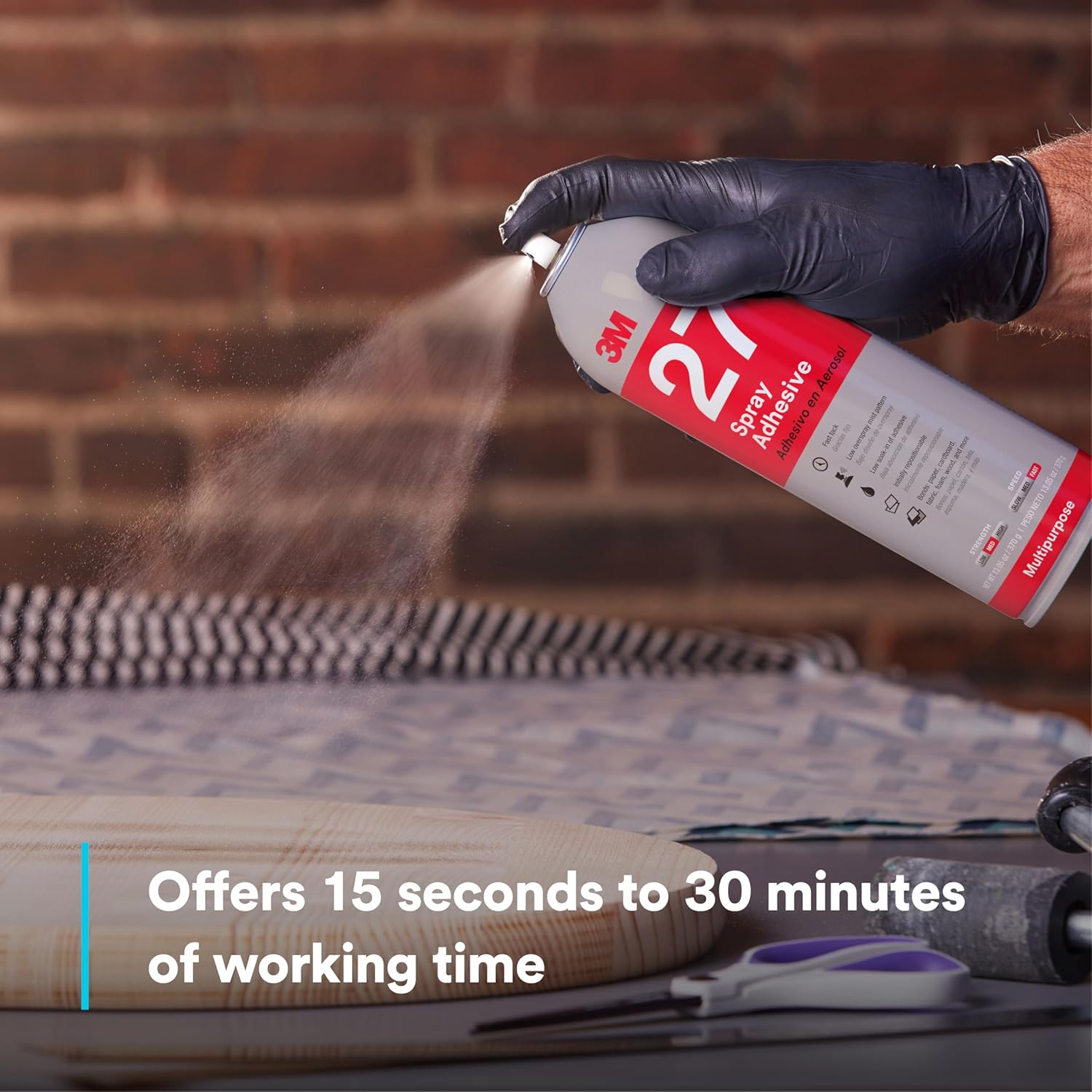 3M Multi-Purpose Spray Adhesive 27, Clear, 16 fl oz Can (Net Wt 13.05 oz), 1 Can, NOT FOR SALE IN CA AND OTHER STATES