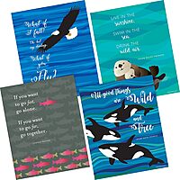 Barker Creek Art Prints Set of 8, Set of Inspirational Art Prints with a Motivational Theme from Barker Creek's Kai Ola and Sea & Sky Collection, 8" x 10", Suitable for Framing, Set of 8 (4188)