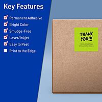 Avery Printable Square Labels, Sure Feed Technology, 4" x 4", Bright Green Labels, Laser/Inkjet Printable, 40 Total, Great for Packaging and Ingredients 40 labels