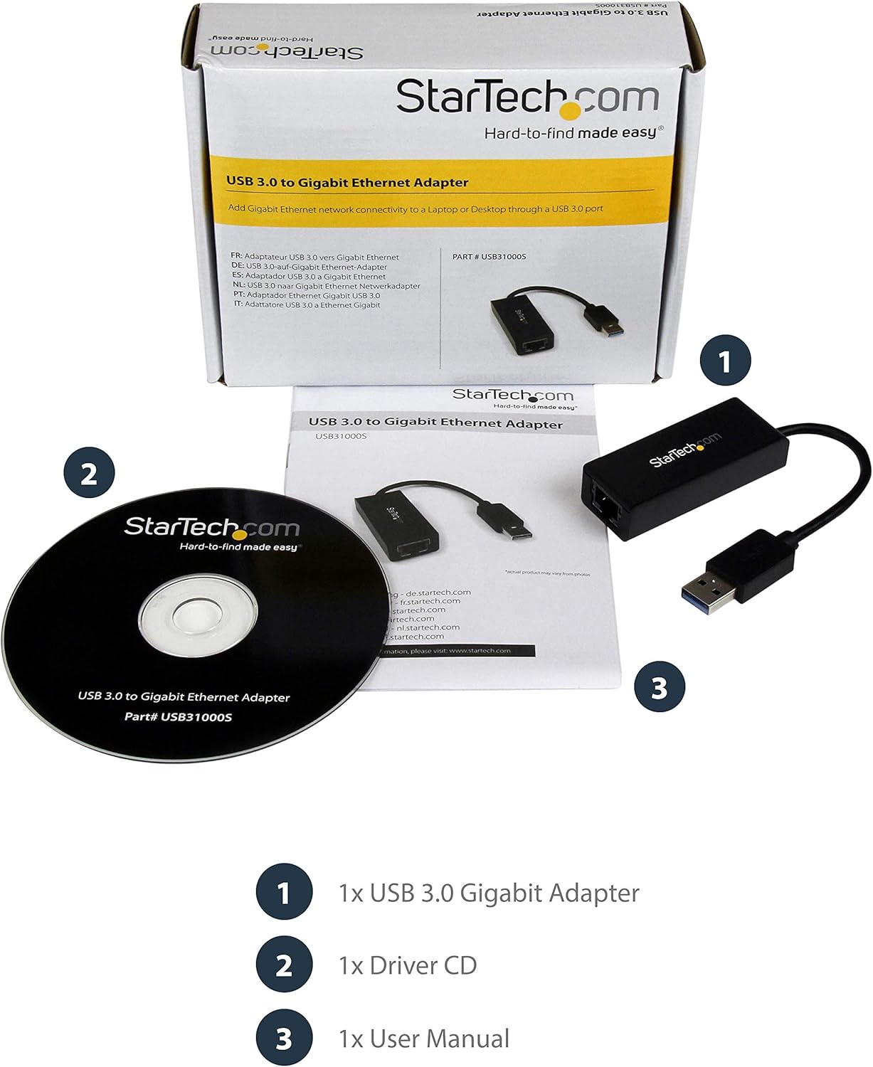 StarTech USB to Ethernet Adapter - USB to RJ45 Gigabit Network Adapter