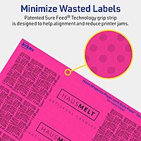 Avery Printable Rectangle Labels, Sure Feed Technology, 1.75 x 7.75, Neon Magenta, Print-to-The-Edge, Laser/Inkjet Printable