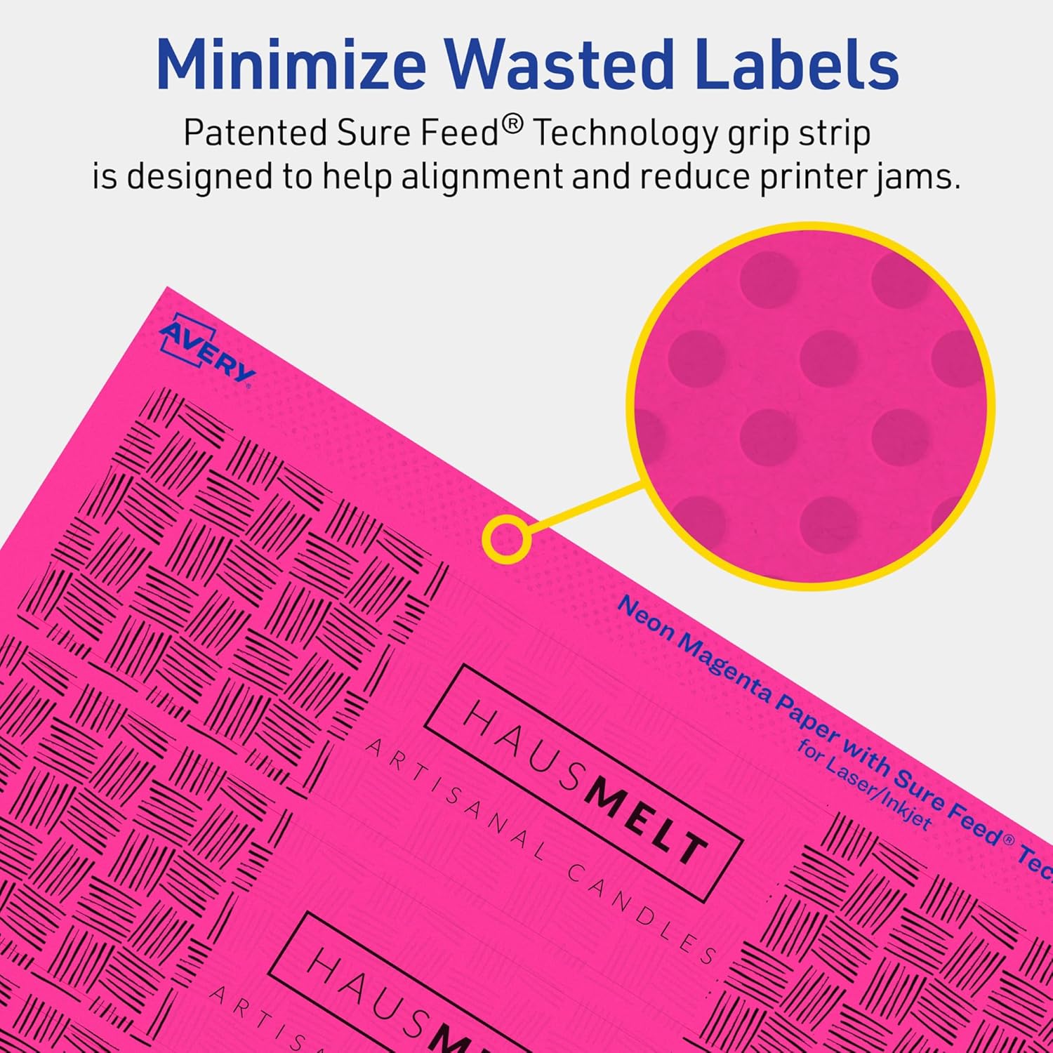 Avery Printable Rectangle Labels, Sure Feed Technology, 1.75 x 7.75, Neon Magenta, Print-to-The-Edge, Laser/Inkjet Printable