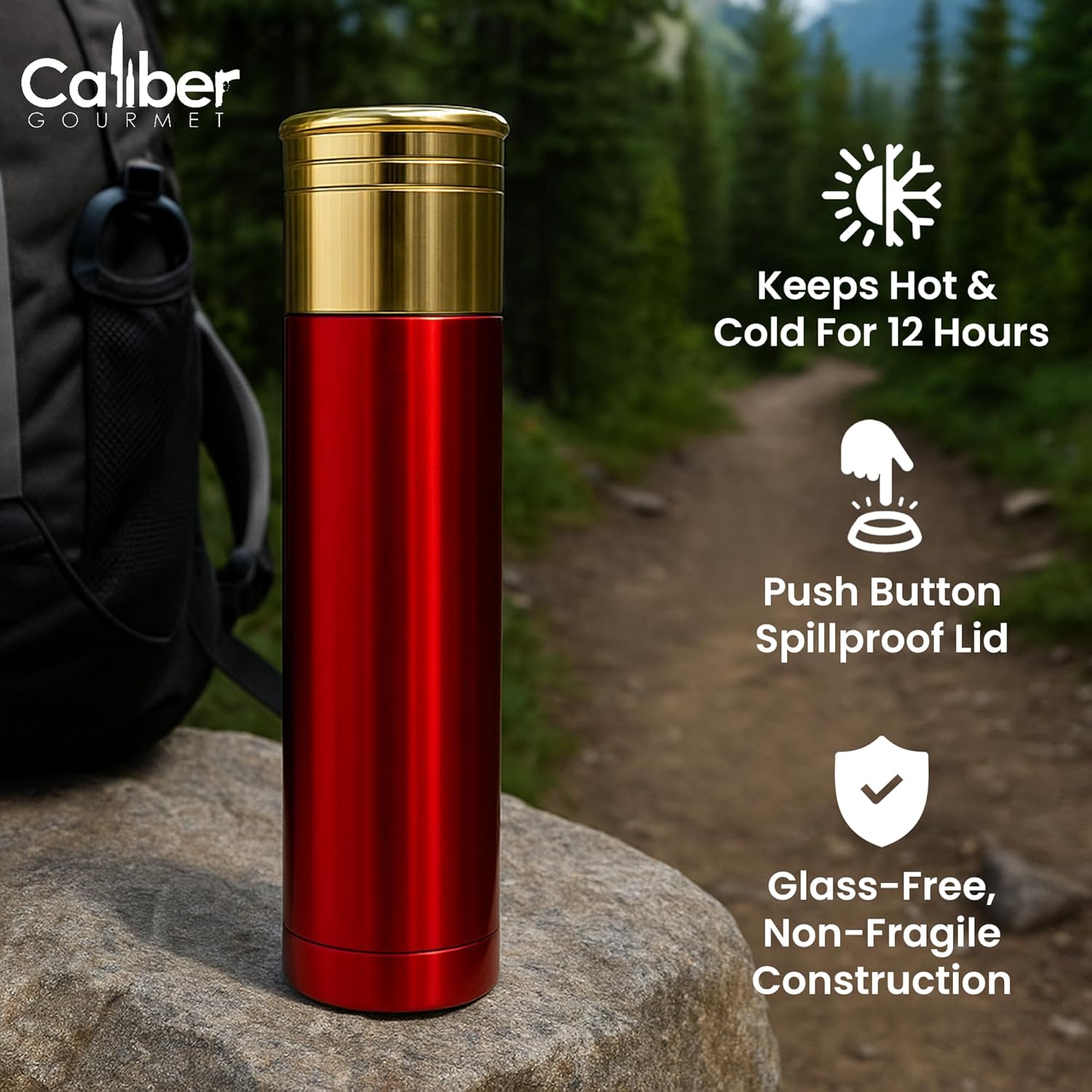 CALIBER GOURMET Bullet Thermos Bottle Vacuum Insulated Stainless Steel