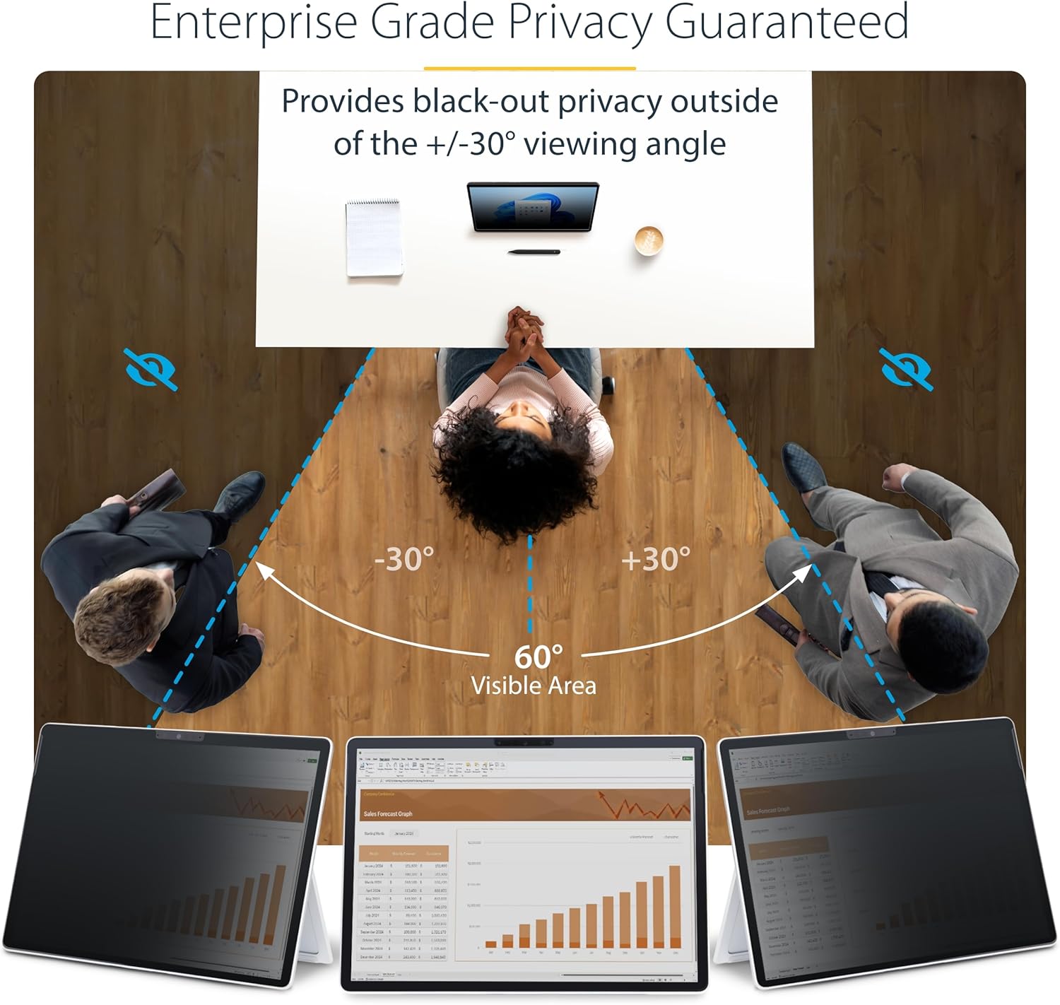 StarTech.com 4-Way Privacy Screen for 13-inch Surface Pro 8/9/X Laptop, Portrait/Landscape, Touch-Enabled