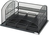 Safco 3-Drawer Desktop Organizer, 16inH x 11 3/8inW x 8inD, Black