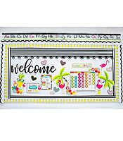 Schoolgirl Style Simply Stylish Tropical 92-Piece Calendar Bulletin Board Set for Classroom