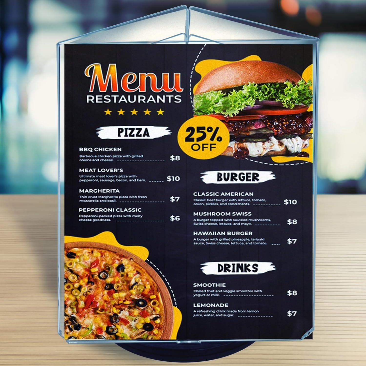 Azar Displays 3-Sided Acrylic Revolving Sign Holder