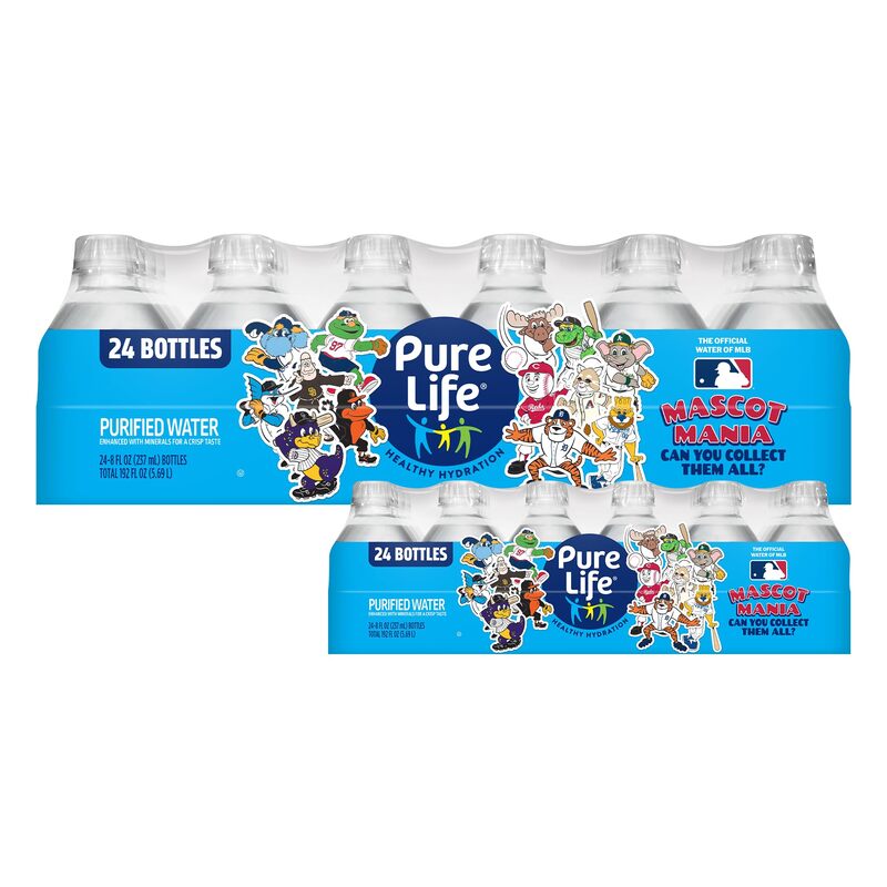Pure Life Purified Water Bottles, 24 Pack - Still Bottled Water with Added Minerals for a Crisp Taste, Plastic Bottles - 8 Fl Oz Purified 8 Fl Oz (Pack of 24)