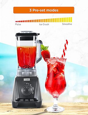 COMMERCIAL CHEF 1200 Watt High Power Blender, 50.7 oz, Black Multi Purpose