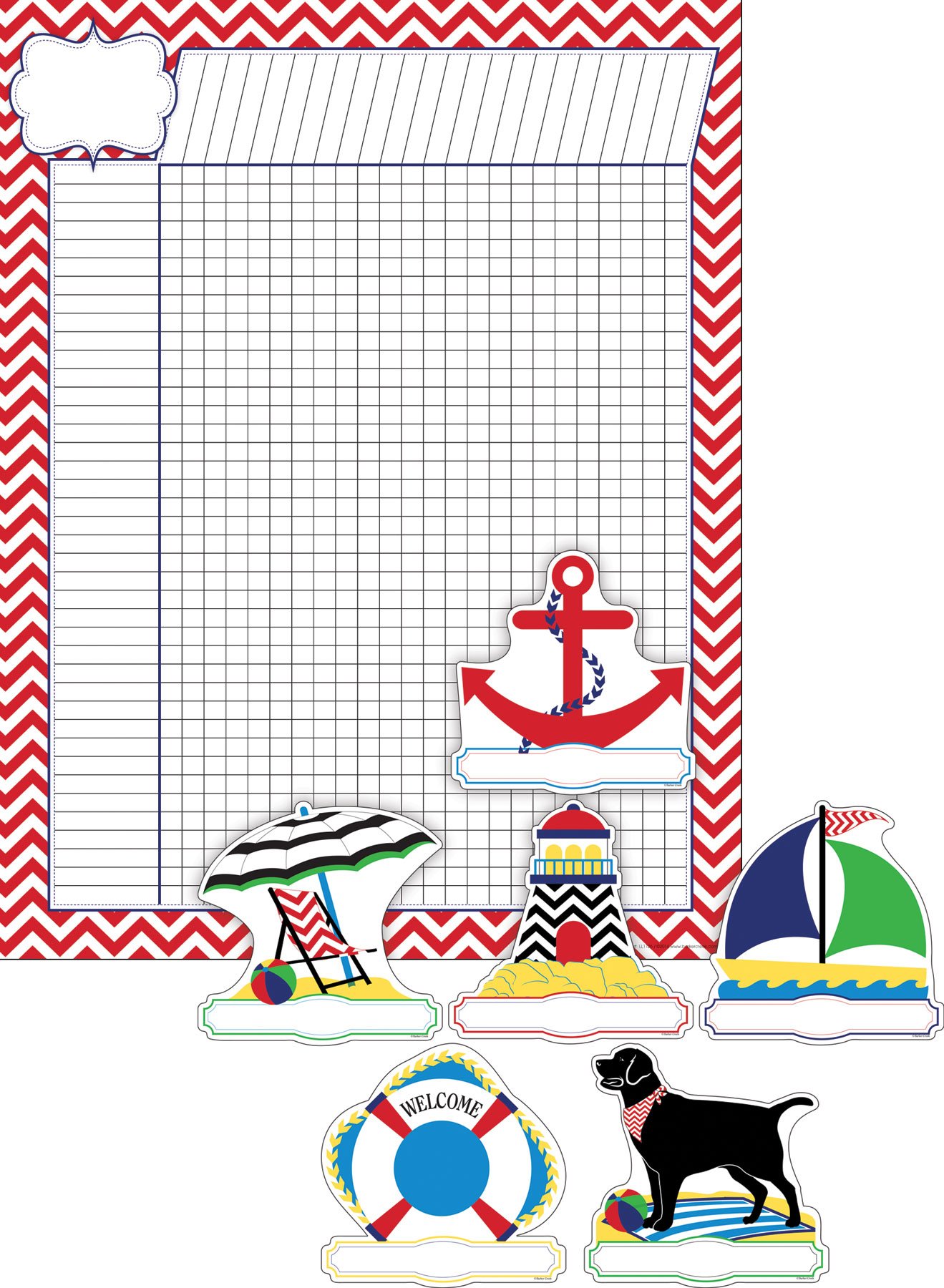 BARKER CREEK Incentive Chart and Accent Set, 37-Piece 17 x 22 inch Chart with 36 Double-Sided Accents