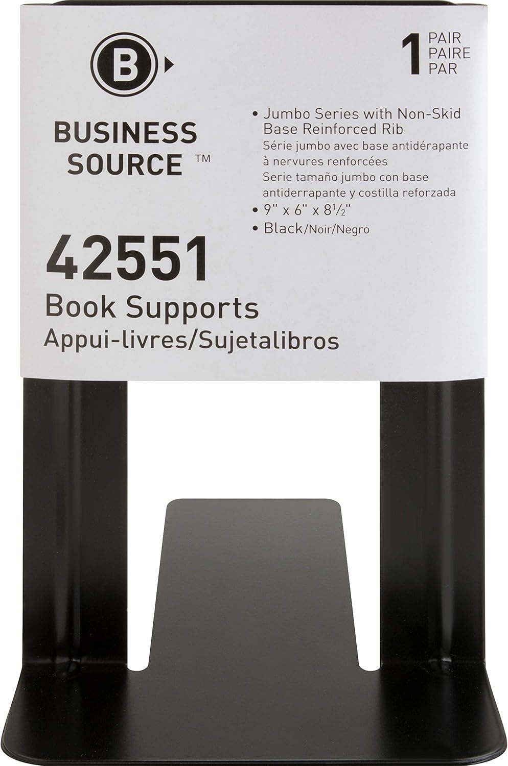 Business Source Heavy-gauge Steel Book Supports - 8.50inx9inx 6in Depth - Desktop - Non-skid Base, Scratch Resistant