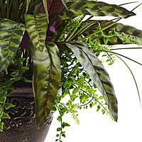 Nearly Natural Mixed Areca Palm, Fern & Peacock 27inH Artificial Plant With Planter, 27inH x 22inW x 21inD, Green