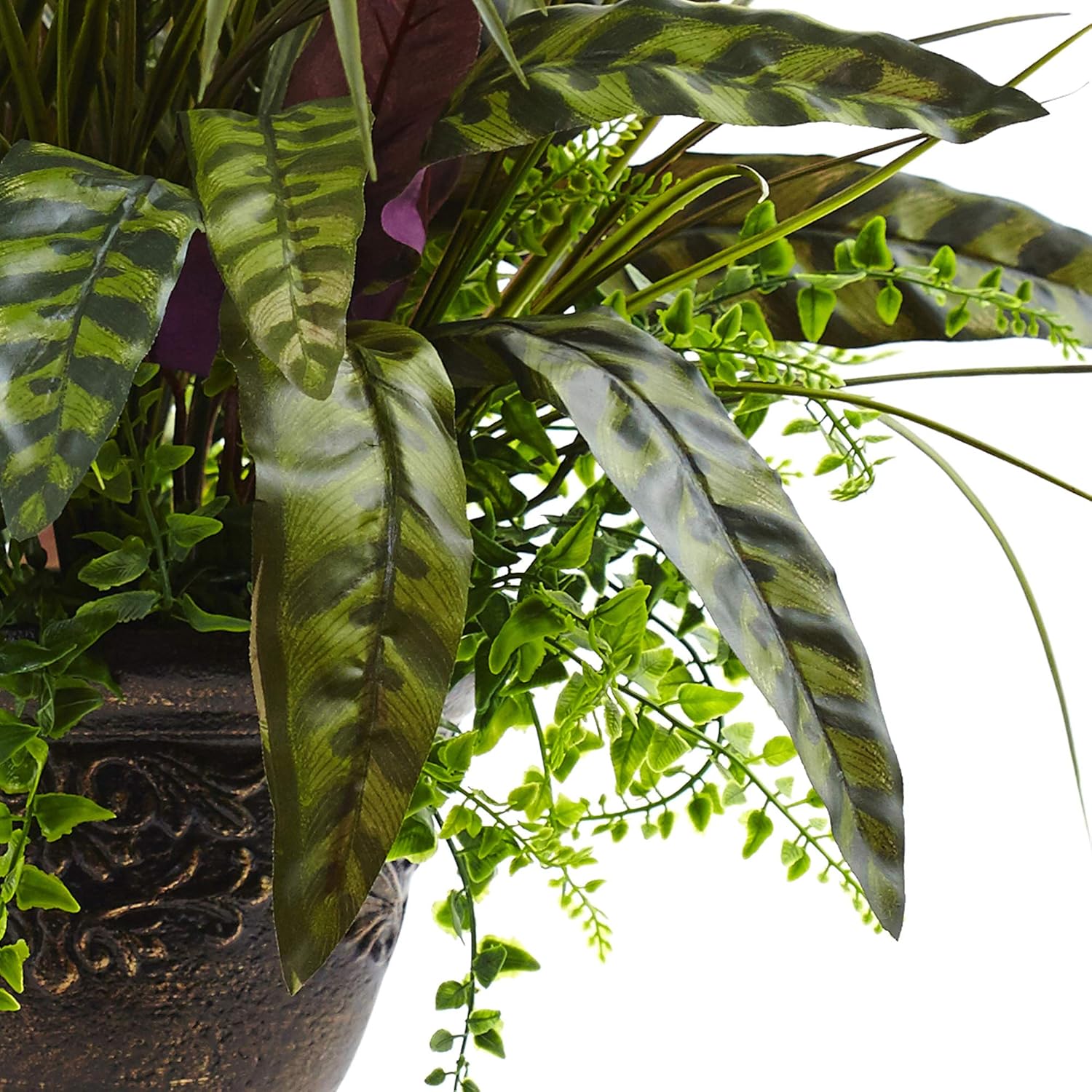 Nearly Natural Mixed Areca Palm, Fern & Peacock 27inH Artificial Plant With Planter, 27inH x 22inW x 21inD, Green