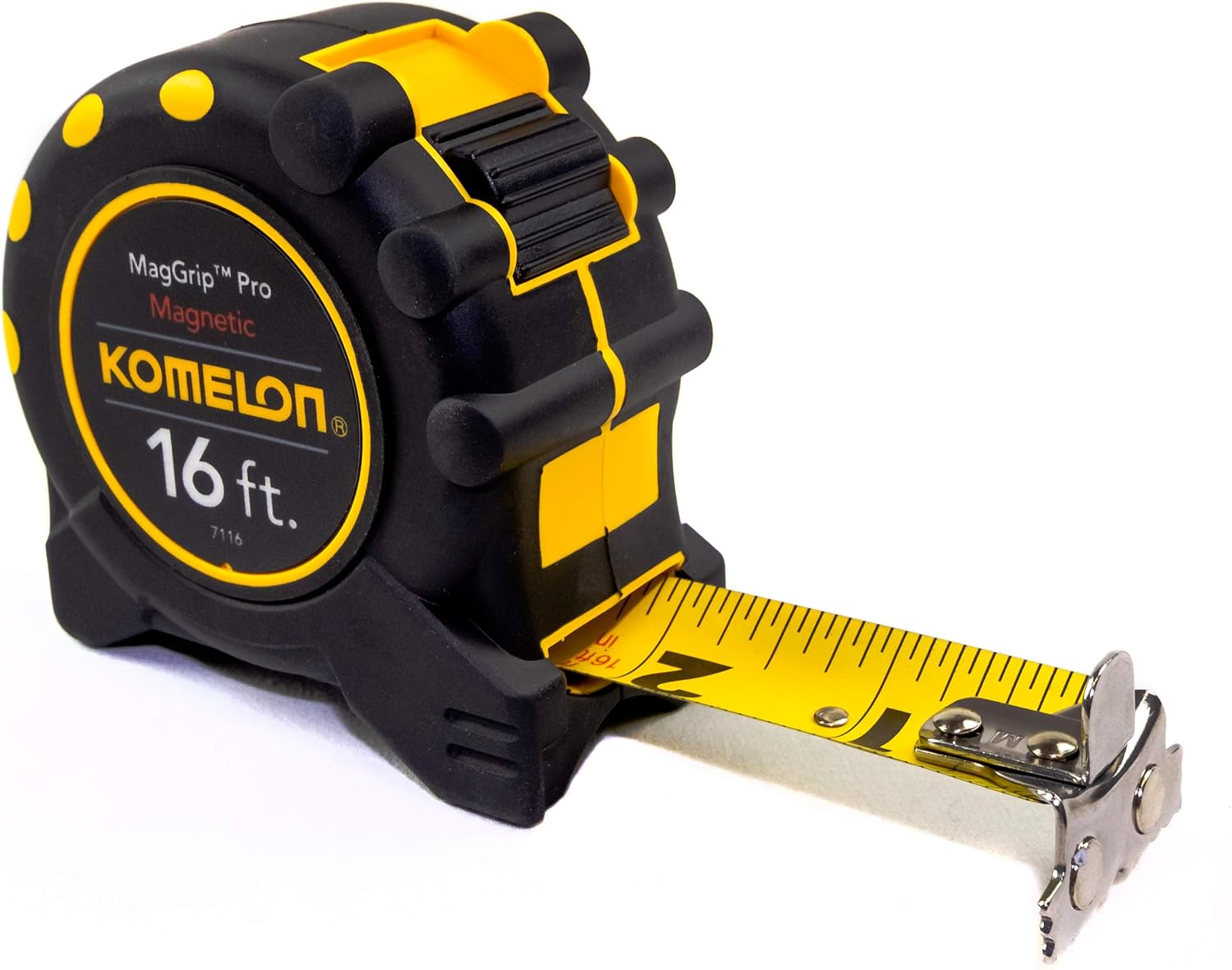 Komelon 7116; 16' x 1" Magnetic MagGrip Pro Tape Measure, Yellow/Black, 16ft - Blade