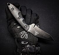 KA-BAR 2486 TDI/Hinderer Hell Fire Fixed Blade Knife, Black,steel