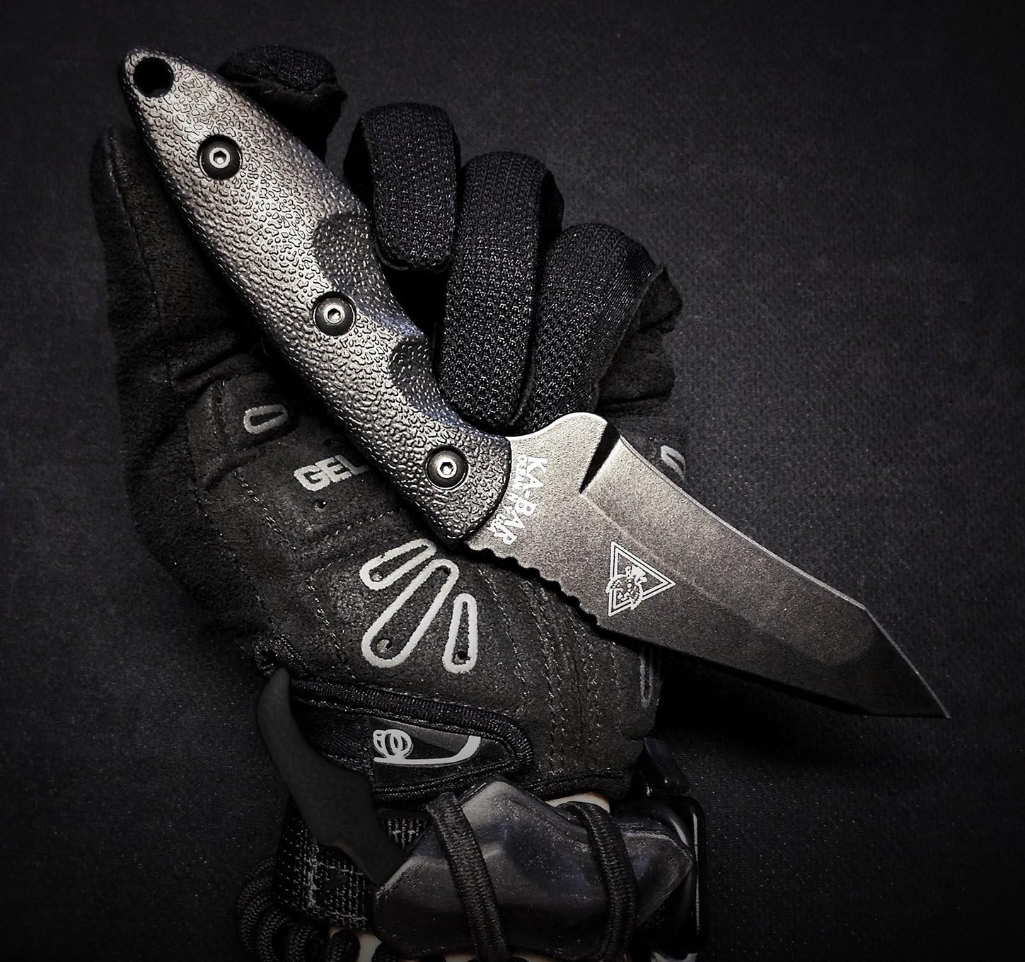 KA-BAR 2486 TDI/Hinderer Hell Fire Fixed Blade Knife, Black,steel