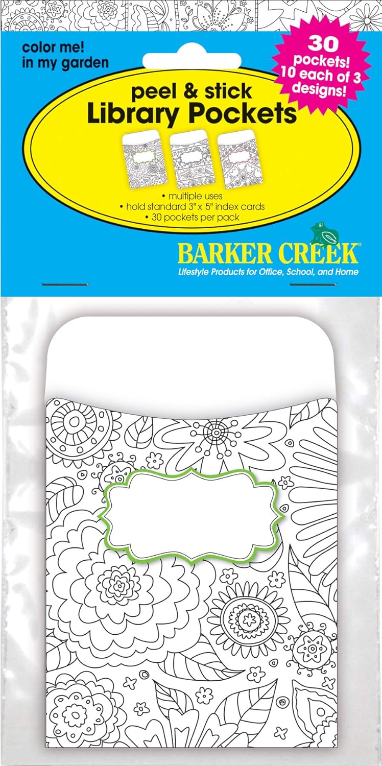Barker Creek Peel & Stick Library Pockets, Color Me!