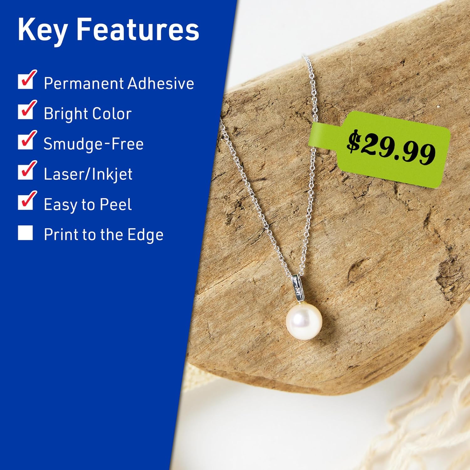 AVERY Printable Barbell Labels, Sure Feed Technology, 1/2" x 2-1/2", Bright Green