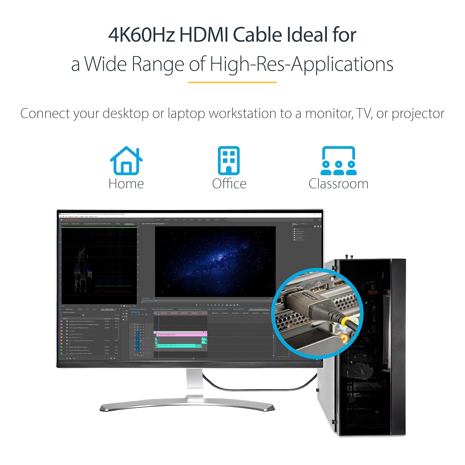 StarTech.com Premium Certified HDMI 2.0 Cable - High Speed with Ethernet, Ultra HD 4K 60Hz