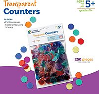 Learning Resources Transparent Color Counting Chips - 250 Pieces, Ages 5+, Math Counters for Kids, Counting Chips