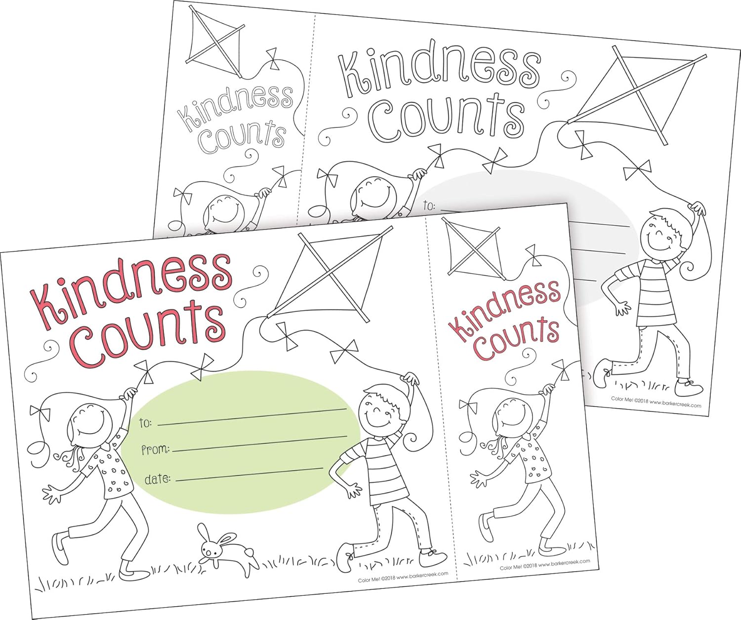 BARKER CREEK Recognition Awards and Bookmarks, Color Me Kindness Counts, 30 Double-Sided Awards and 30 Double-Sided Bookmarks, Awards are 6-3/8" x 5-1/2", Bookmarks are 2-1/8" x 5-1/2" (432)