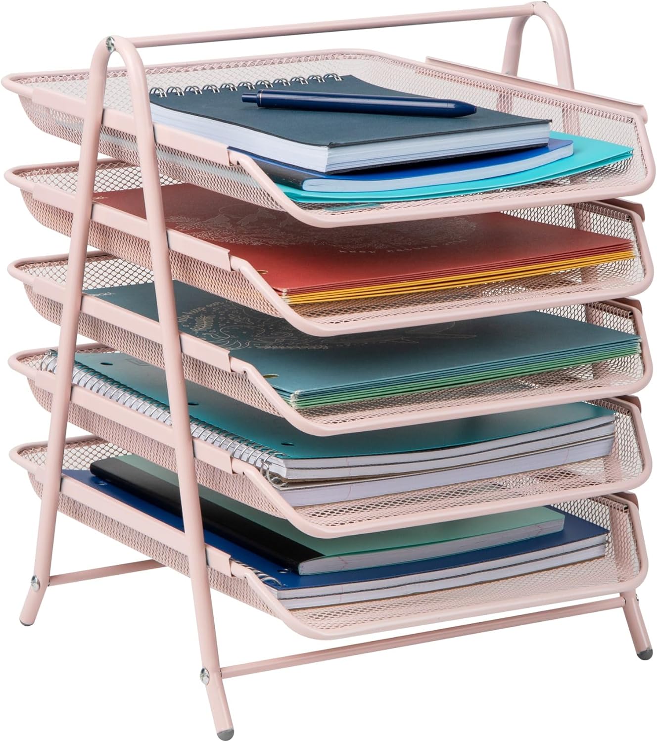 Mind Reader 5-Tier Paper Tray, Desktop Organizer, File Storage, Office, Metal Mesh, 11.75" L x 14" W x 14.5" H