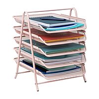 Mind Reader 5-Tier Paper Tray, Desktop Organizer, File Storage, Office, Metal Mesh, 11.75" L x 14" W x 14.5" H