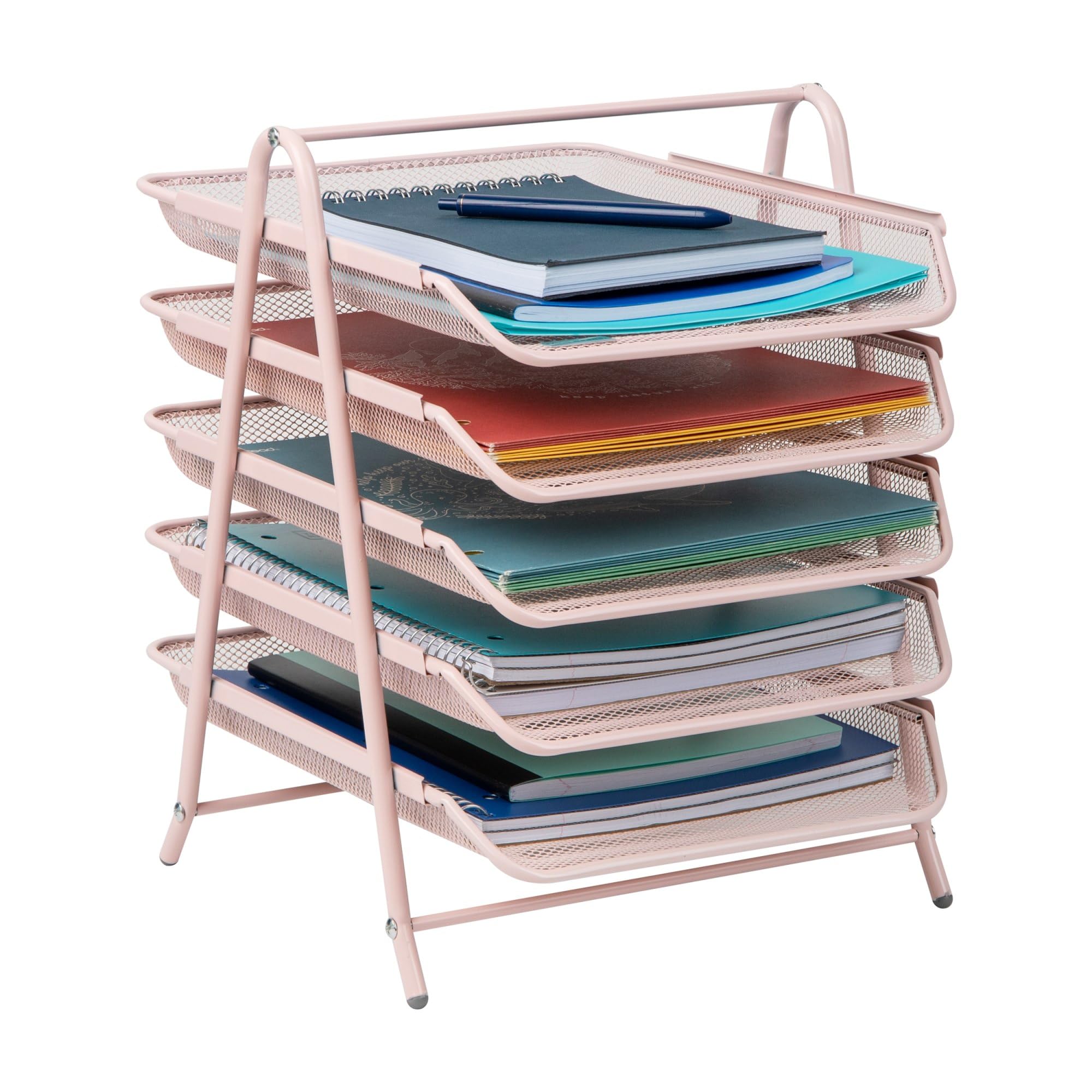 Mind Reader 5-Tier Paper Tray, Desktop Organizer, File Storage, Office, Metal Mesh, 11.75" L x 14" W x 14.5" H