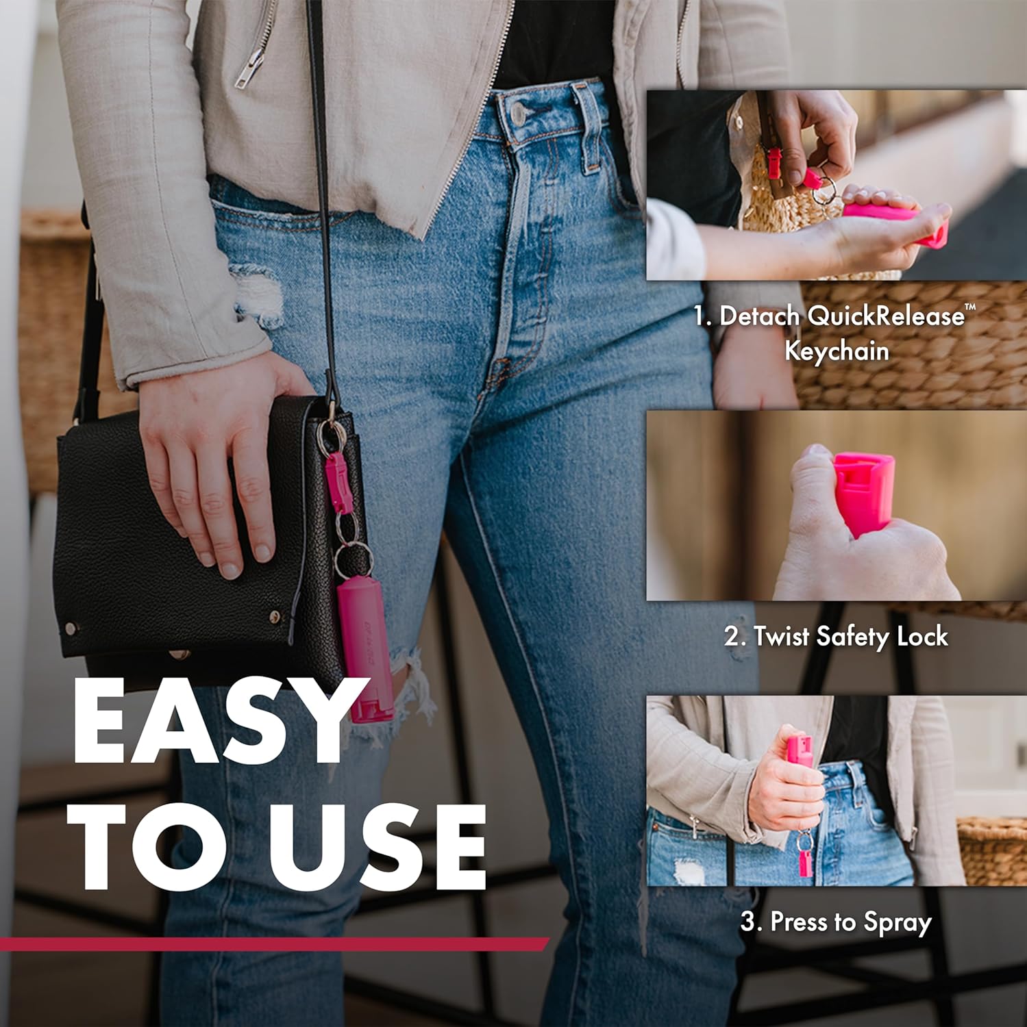 SABRE Pepper Spray, Supports National Breast Cancer Foundation, Maximum Police Strength OC Spray