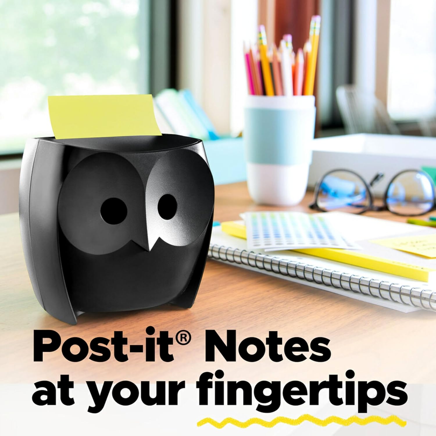 Post-it Pop-up Notes Dispenser, Organizes Desk & Keeps Notes Nearby, Black Base, Clear Top