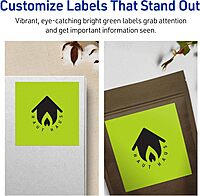 Avery Printable Square Labels, Sure Feed Technology, 4" x 4", Bright Green Labels, Laser/Inkjet Printable, 40 Total, Great for Packaging and Ingredients 40 labels