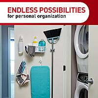 Command Broom and Mop Grippers Wall Hook, Damage Free Hanging Wall Mount Broom and Mop Holder, No Tools Household Cleaning Organizer, 6 Hangers and 16 Strips