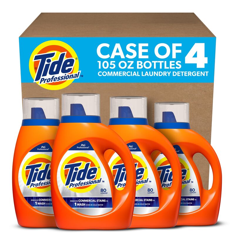 Tide Professional Commercial Liquid Laundry Detergent, Floral, 105 Fl oz, 80 Loads (4-Pack)