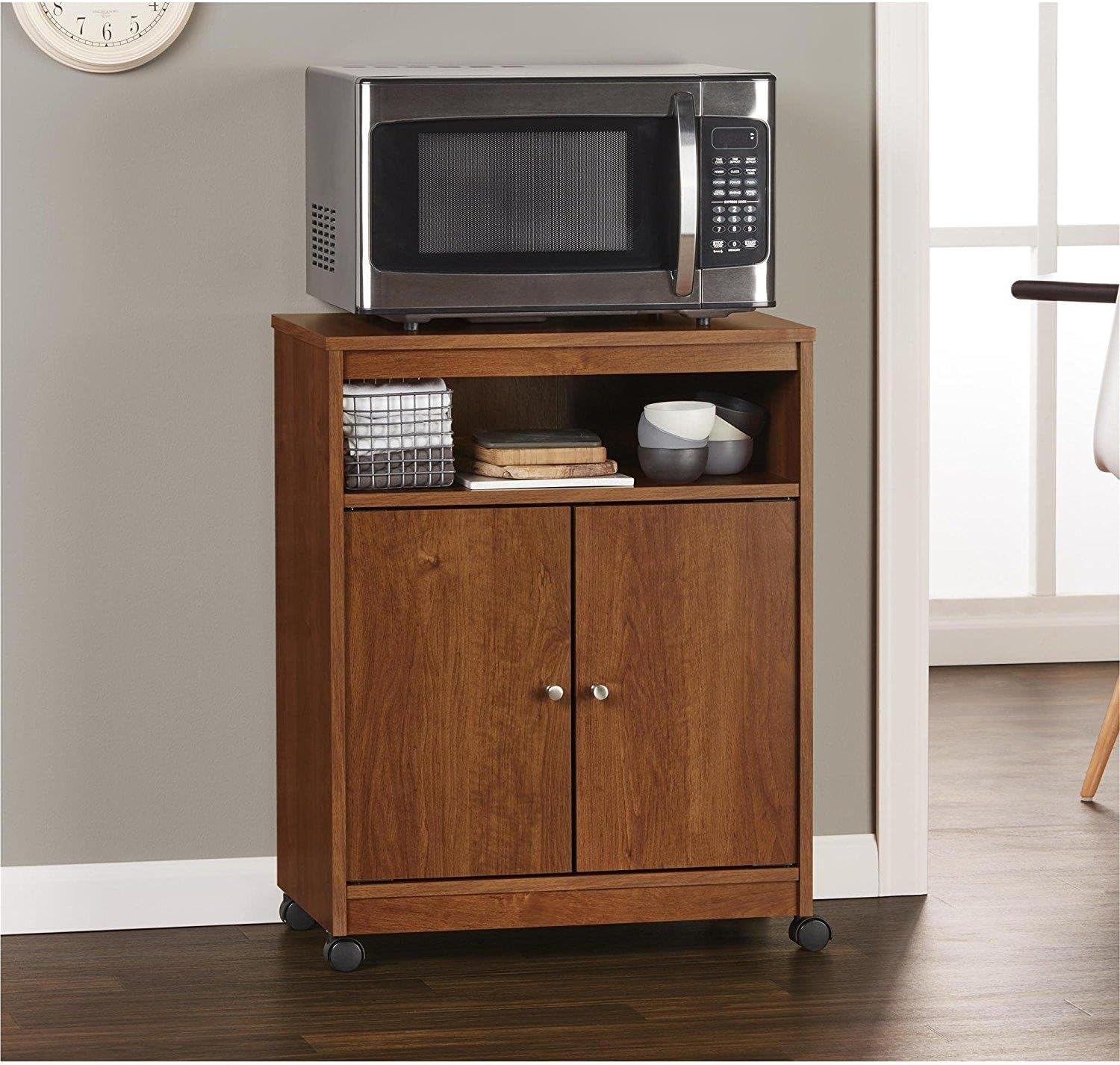AMERIWOOD HOME Landry Microwave Cart with Cabinet