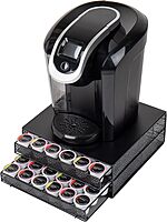 Mind Reader Single Serve Coffee Pod Organizer with 2 Drawers, 72 Pod Capacity, Metal Mesh, 13"L x 12.75"W x 5"H, Black Square 72 Capacity