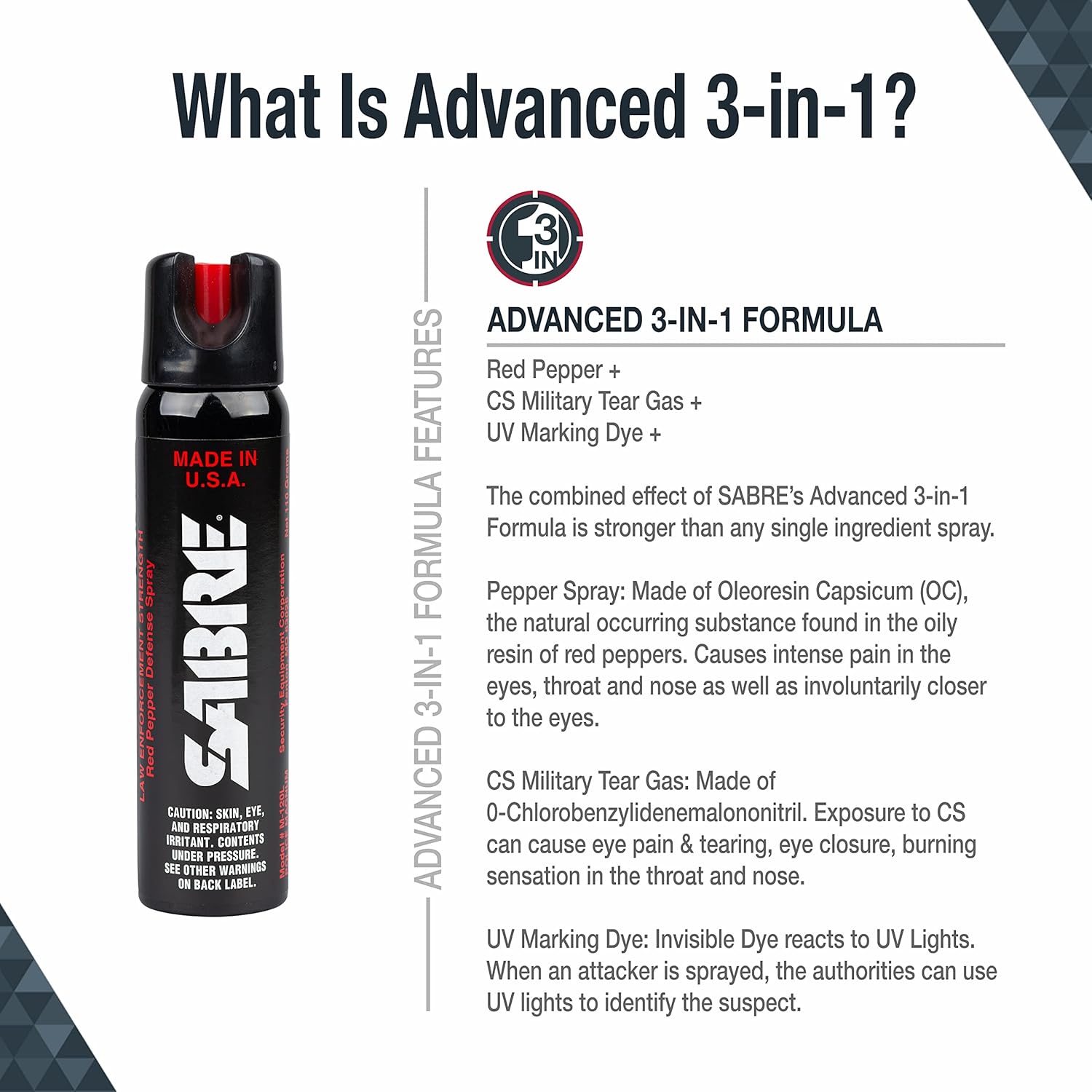 SABRE Magnum 120 3-In-1 Defense Spray, 35 Bursts, 12-Foot (4-Meter) Range, Triple Protection Formula Contains Pepper Spray
