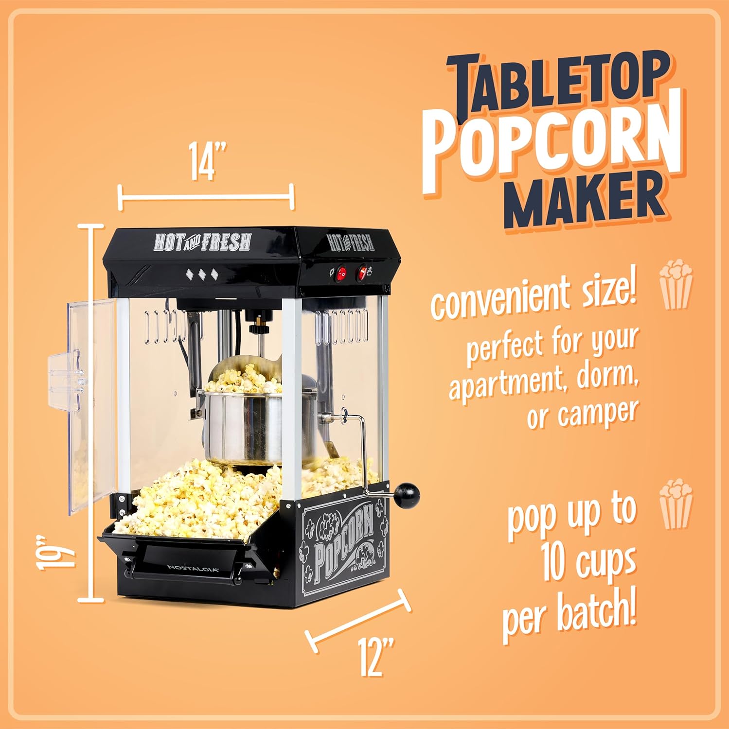 Nostalgia Popcorn Maker Machine - Professional Vintage Movie Theater Style