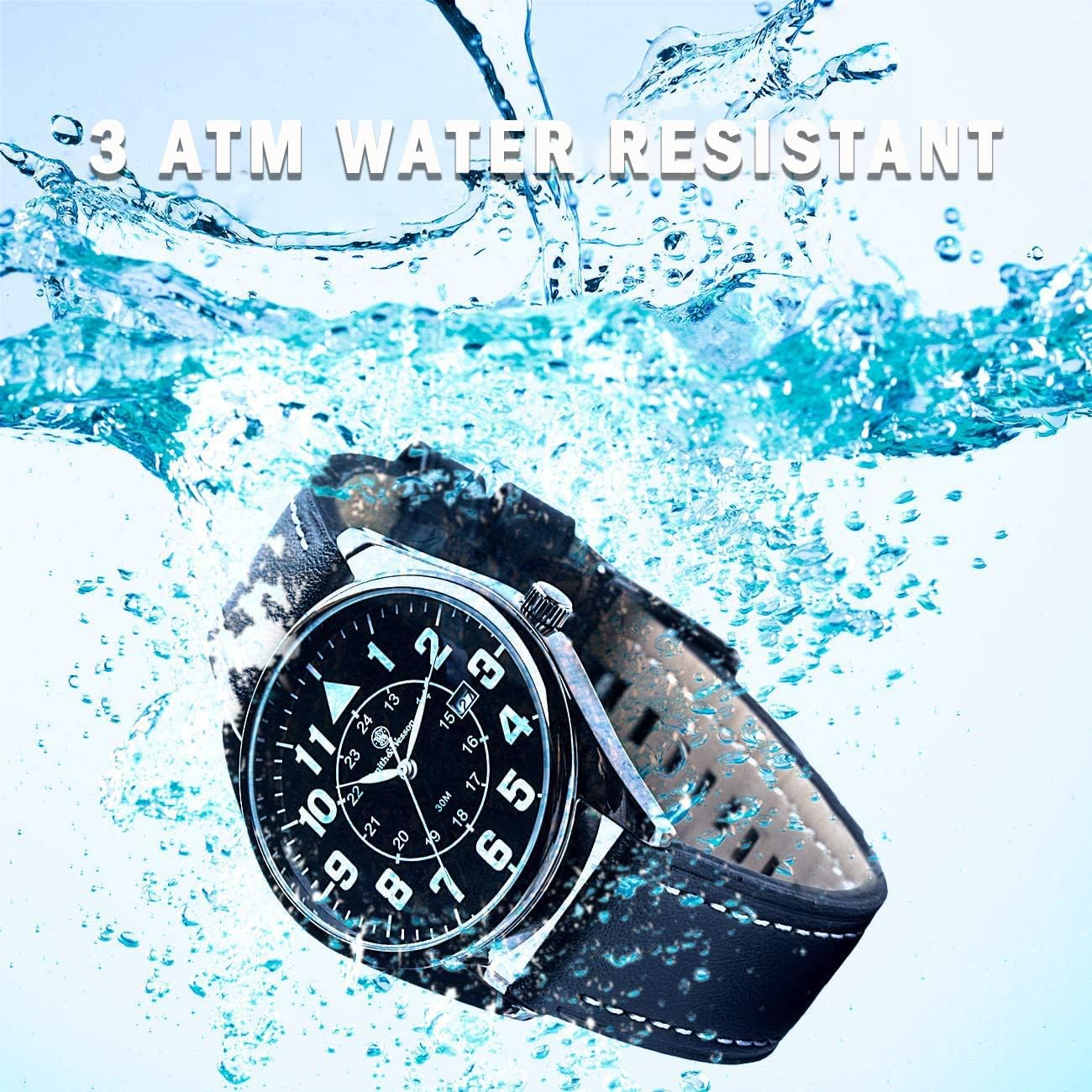 Smith & Wesson Men's Civilian Watch, 3ATM, Tough Stainless Steel case, Genuine Leather Strap, Tactical Watch