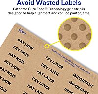 AVERY Kraft Brown Rectangle Labels, Sure Feed Technology, 2/3" x 1-3/4"