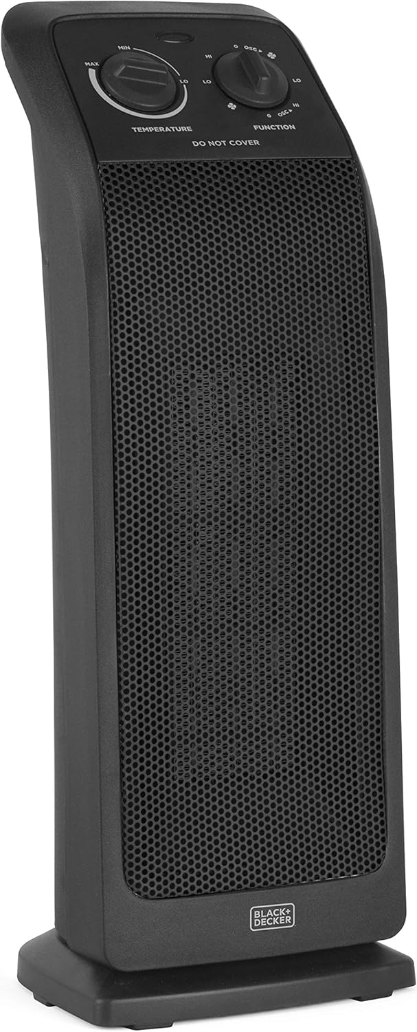 BLACK+DECKER Space Heater with Adjustable Thermostat, Ceramic Tower Heater, Portable Heater & Tower Fan with 3 Settings