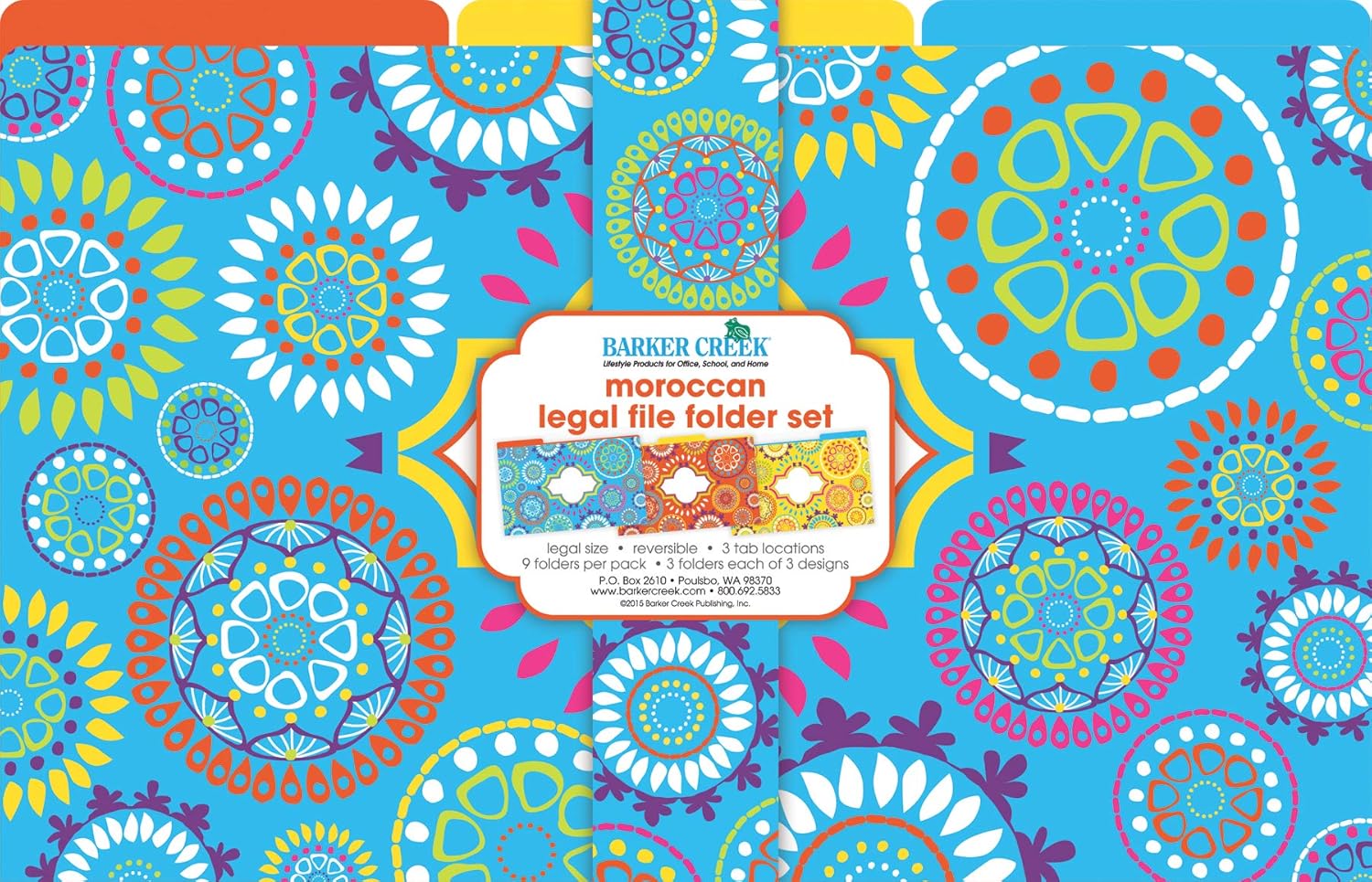 Barker Creek Legal-Size Designer File Folders, Moroccan, Multicolor, Replace Bland and Boring with Bright and Beautiful