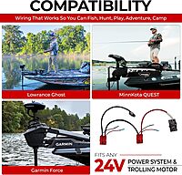 RCE24VPRO 24V Trolling Motor Connection Kit with Onboard Charging | 6-Gauge Wire | Fits Any 24 Volt Trolling Motors