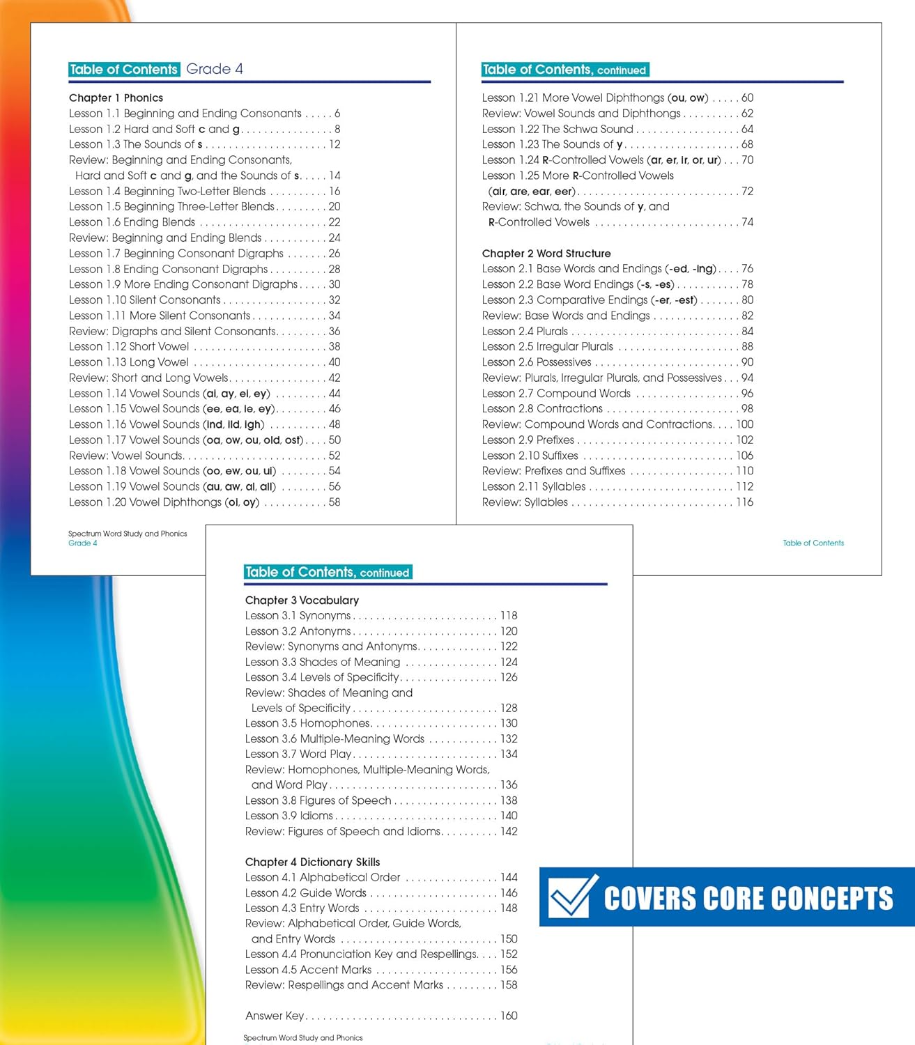 Spectrum Grade 4 Word Study and Phonics Workbooks, Ages 9 to 10, 4th Grade Phonics and Word Study, Dictionary Skills