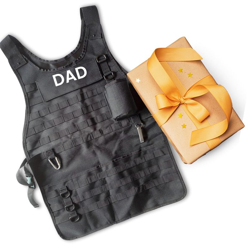 Caliber Gourmet Tactical Molle Apron Outdoor Durable Camping BBQ, Bottle Opener, Pockets, Reusable Carabiner, Adjustable