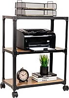 Mind Reader Multipurpose Rolling Cart with 3 Tiers, Mobile Office Storage Organizer, Metal, MDF, 29-1/2in H x 12in W x 23in L, Brown